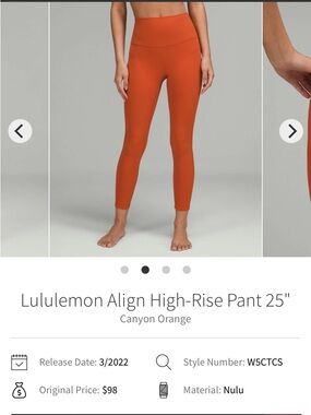 NWOT Lululemon Align legging Canyon Orange